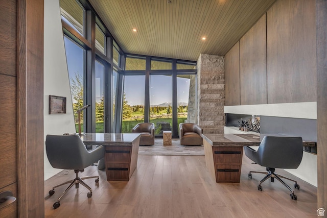 800 Hollyhock St, Park City, UT 84098 - office with floor to ceiling windows, healthy amount of natural light, wood ceiling, and wood finished floors
