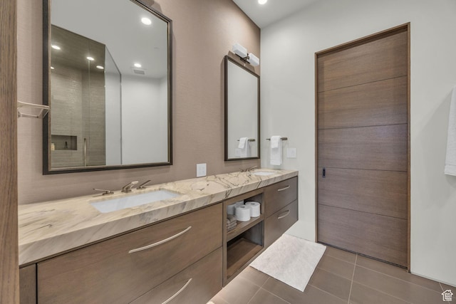 800 Hollyhock St, Park City, UT 84098 - full bath featuring double vanity, tile patterned floors, and recessed lighting