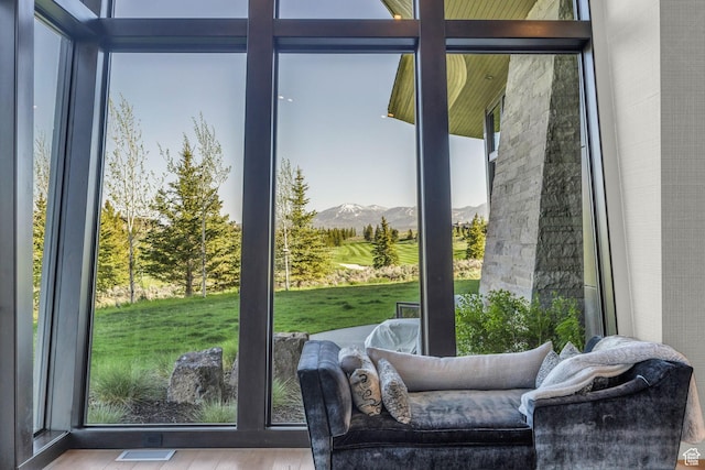 800 Hollyhock St, Park City, UT 84098 - doorway with a mountain view and wood finished floors