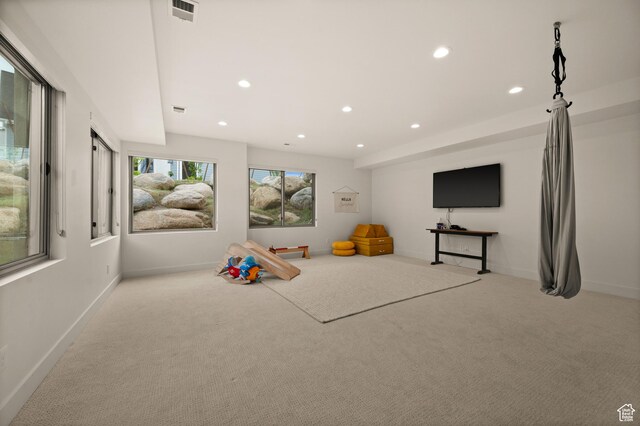 10076 S Wild Goose Cv E, Sandy, UT 84092 - rec room featuring carpet flooring, baseboards, and recessed lighting