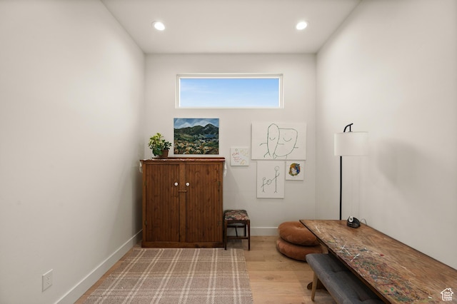 10076 S Wild Goose Cv E, Sandy, UT 84092 - living area with baseboards, wood finished floors, and recessed lighting