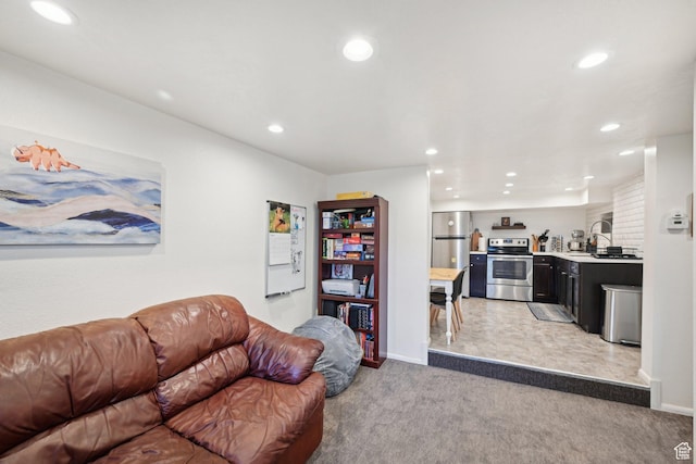 230 S 600 E, Provo, UT 84606 - living room featuring recessed lighting, light colored carpet, and baseboards