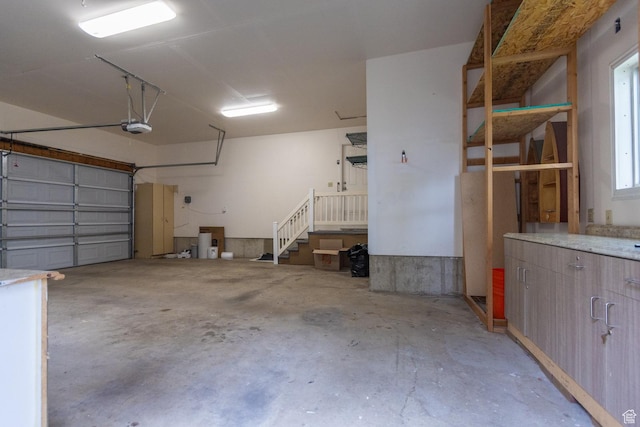 garage with a garage door opener