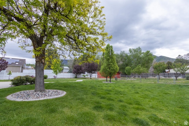 view of yard with a mountain view