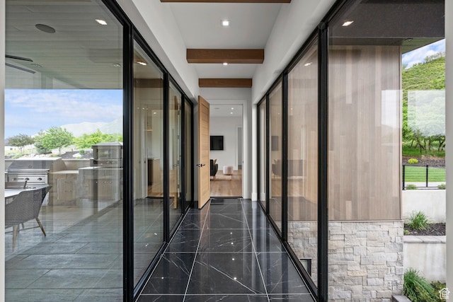 hallway featuring recessed lighting
