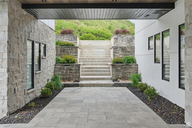 view of patio / terrace with stairs