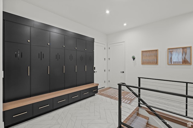 mudroom with recessed lighting