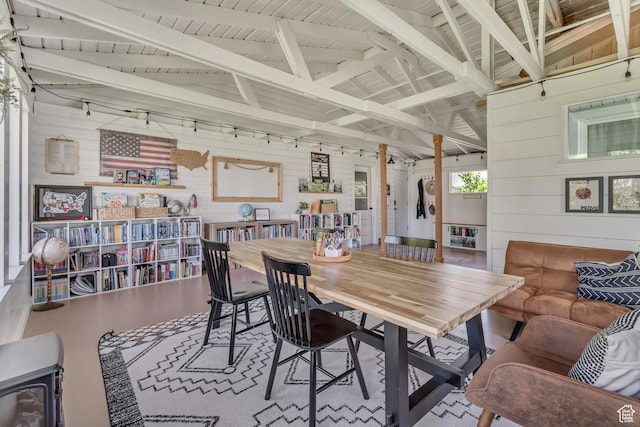 120 N 5th St, Tooele, UT 84074 - dining area featuring wood walls and lofted ceiling