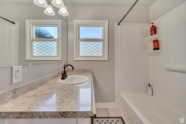 120 N 5th St, Tooele, UT 84074 - bathroom featuring tile patterned flooring, tub / shower combination, and vanity