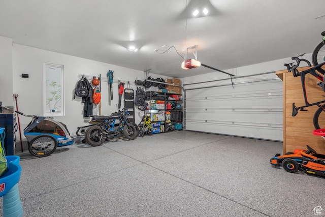 garage with a garage door opener