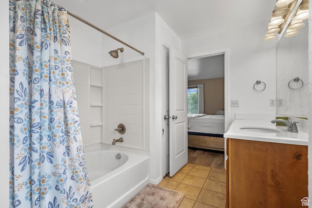 1066 W 1325 S, Springville, UT 84663 - ensuite bathroom featuring tile patterned flooring, vanity, and shower / bathtub combination with curtain