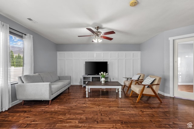 1066 W 1325 S, Springville, UT 84663 - living area featuring a ceiling fan and dark wood finished floors