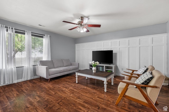 1066 W 1325 S, Springville, UT 84663 - living area with a ceiling fan and dark wood-style floors