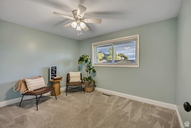 476 E 3050 N, North Ogden, UT 84414 - living area featuring baseboards, carpet, and ceiling fan