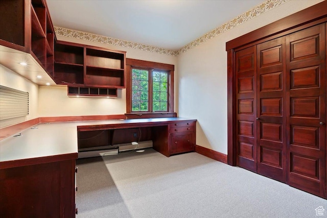 34 S Haxton Pl, Salt Lake City, UT 84102 - unfurnished office with built in study area, carpet flooring, baseboards, and baseboard heating