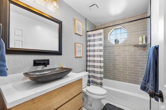 13956 S Wild Colt Cir, Herriman, UT 84096 - bathroom featuring toilet, vanity, and shower / tub combo