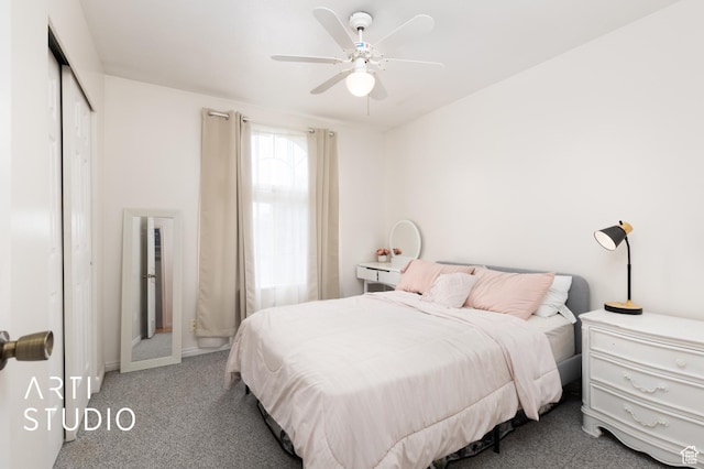 2956 W Mackay Meadows Pl, West Valley City, UT 84119 - bedroom with carpet flooring, a closet, ceiling fan, and baseboards