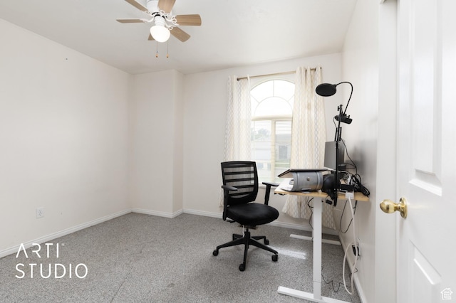 2956 W Mackay Meadows Pl, West Valley City, UT 84119 - home office with carpet floors, ceiling fan, and baseboards