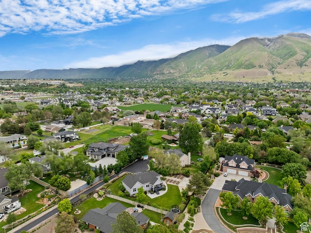 aerial perspective of suburban area with mountains