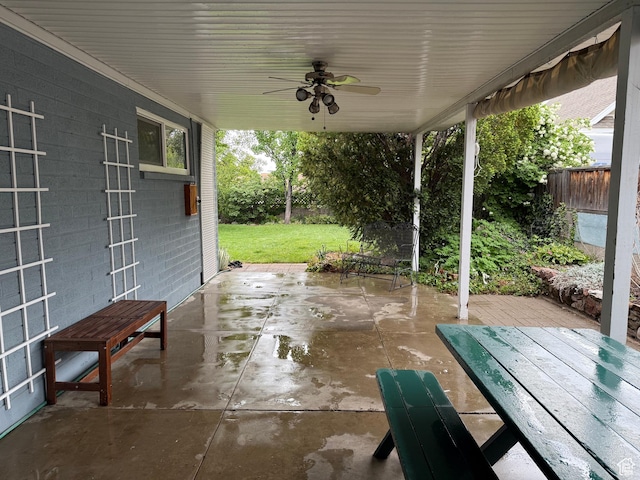 view of patio / terrace featuring a ceiling fan