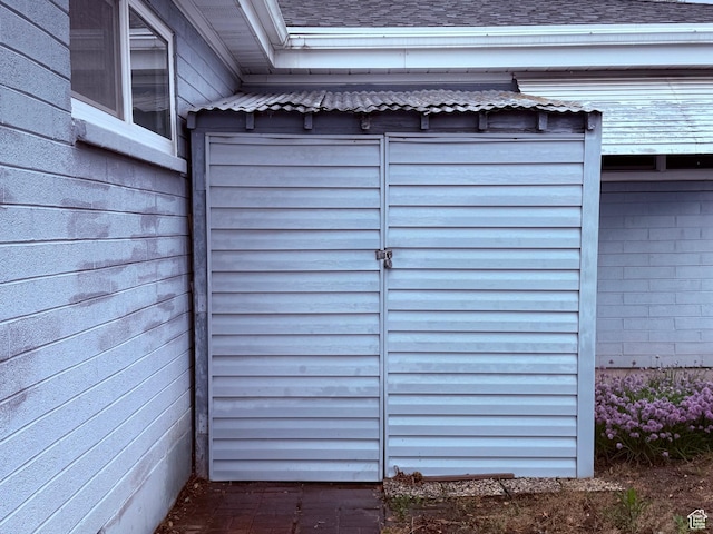 exterior view of roof with shingles
