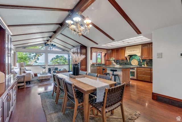 3223 Apache Ln, Provo, UT 84604 - dining area with a chandelier and dark wood-style floors