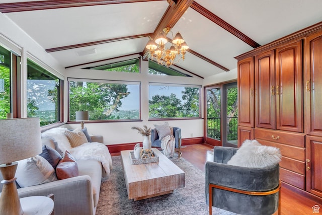 3223 Apache Ln, Provo, UT 84604 - living room featuring a chandelier, light wood-style floors, and baseboards