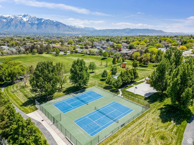 aerial view of a mountain backdrop