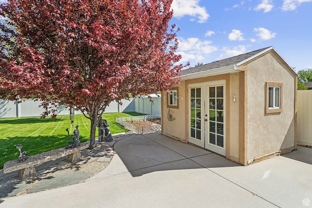 view of patio featuring french doors