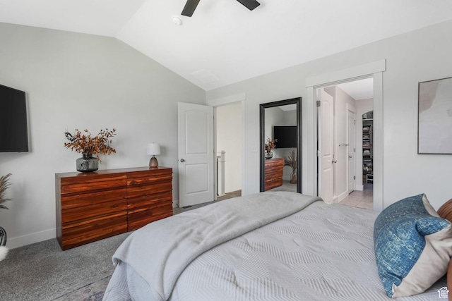 15378 S Skyraider Ln, Bluffdale, UT 84065 - bedroom with vaulted ceiling, baseboards, ceiling fan, and a spacious closet