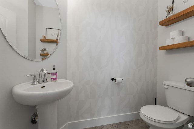 15378 S Skyraider Ln, Bluffdale, UT 84065 - half bath with toilet, baseboards, tile patterned floors, and a sink
