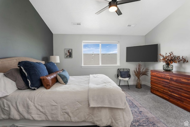 15378 S Skyraider Ln, Bluffdale, UT 84065 - bedroom featuring carpet, lofted ceiling, baseboards, and ceiling fan