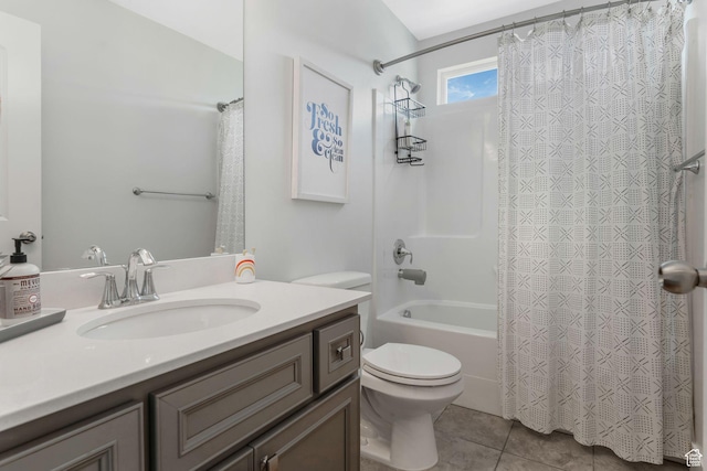 15378 S Skyraider Ln, Bluffdale, UT 84065 - full bathroom with tile patterned flooring, toilet, shower / tub combo, and vanity