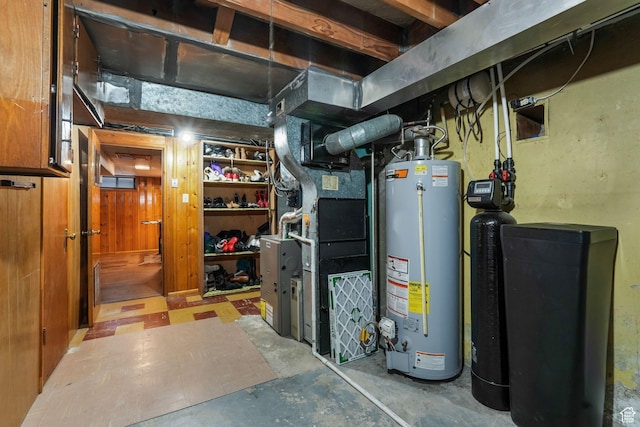 utilities with water heater and heating unit