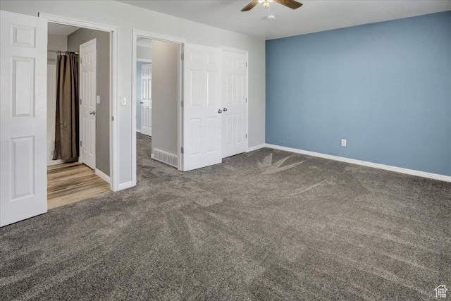 2421 N 400 E Unit M-1, North Ogden, UT 84414 - unfurnished bedroom featuring carpet flooring, baseboards, a closet, and ceiling fan