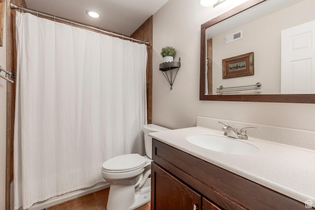 1267 E Foxcrest Ct, Park City, UT 84098 - full bath featuring toilet, vanity, curtained shower, and tile patterned flooring