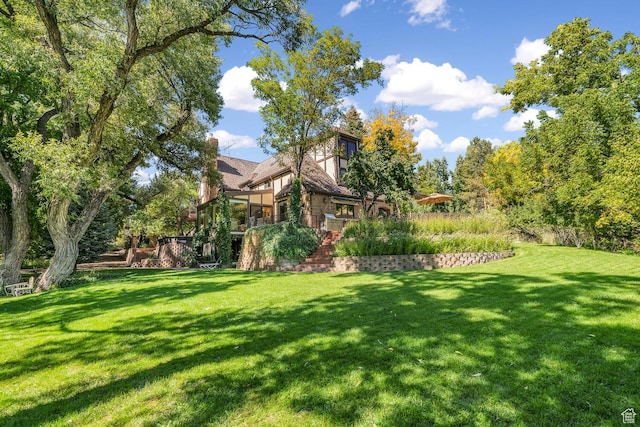 305 S Rachel Ln, New Harmony, UT 84757 - view of grassy yard featuring stairs