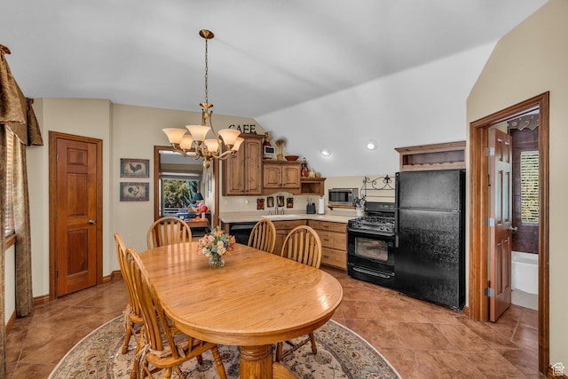 305 S Rachel Ln, New Harmony, UT 84757 - dining room featuring a chandelier and lofted ceiling