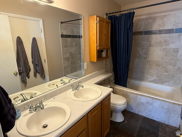 246 W Inauguration Rd S, Draper, UT 84020 - full bathroom with tiled shower / bath, double vanity, toilet, and stone finish floors