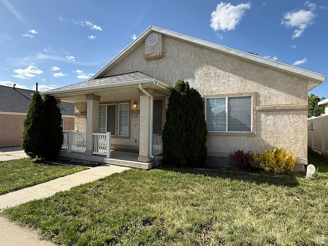 246 W Inauguration Rd S, Draper, UT 84020 - bungalow-style home with a porch, a front lawn, and stucco siding