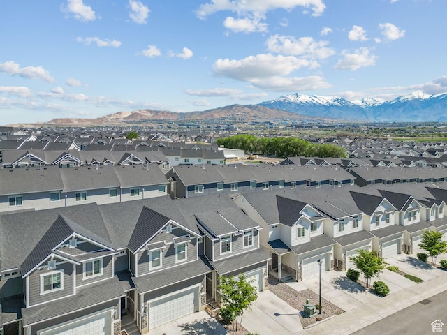 aerial perspective of suburban area with mountains