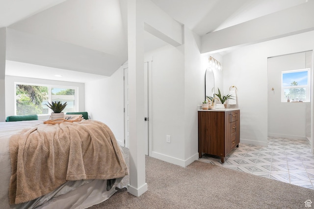 3670 S 1300 E, Millcreek, UT 84106 - bedroom with lofted ceiling and baseboards