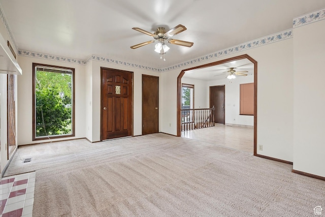 2268 W 5300 S, Roy, UT 84067 - foyer with carpet, a ceiling fan, and baseboards