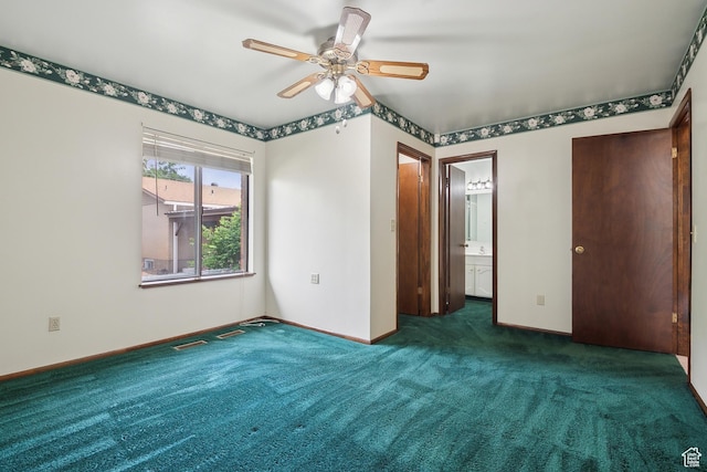 2268 W 5300 S, Roy, UT 84067 - unfurnished bedroom featuring carpet, baseboards, connected bathroom, and ceiling fan