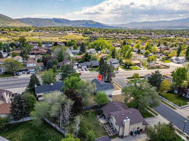 aerial perspective of suburban area featuring mountains