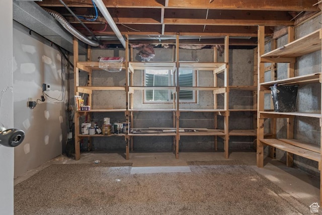 view of unfinished basement