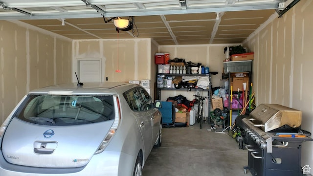 garage with a garage door opener
