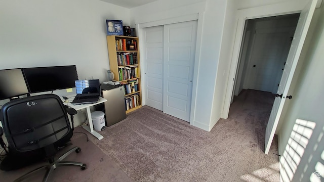 view of carpeted home office