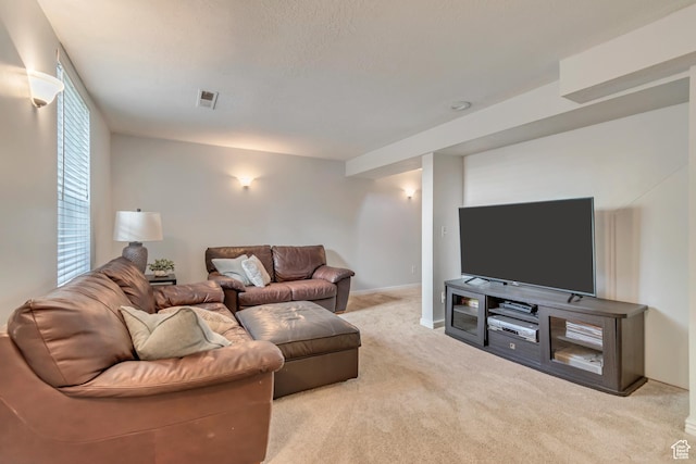 view of carpeted living area