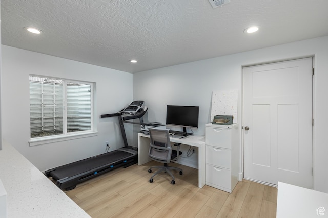 57 S Sterling Way, Vineyard, UT 84059 - office area with light wood-type flooring, recessed lighting, and a textured ceiling